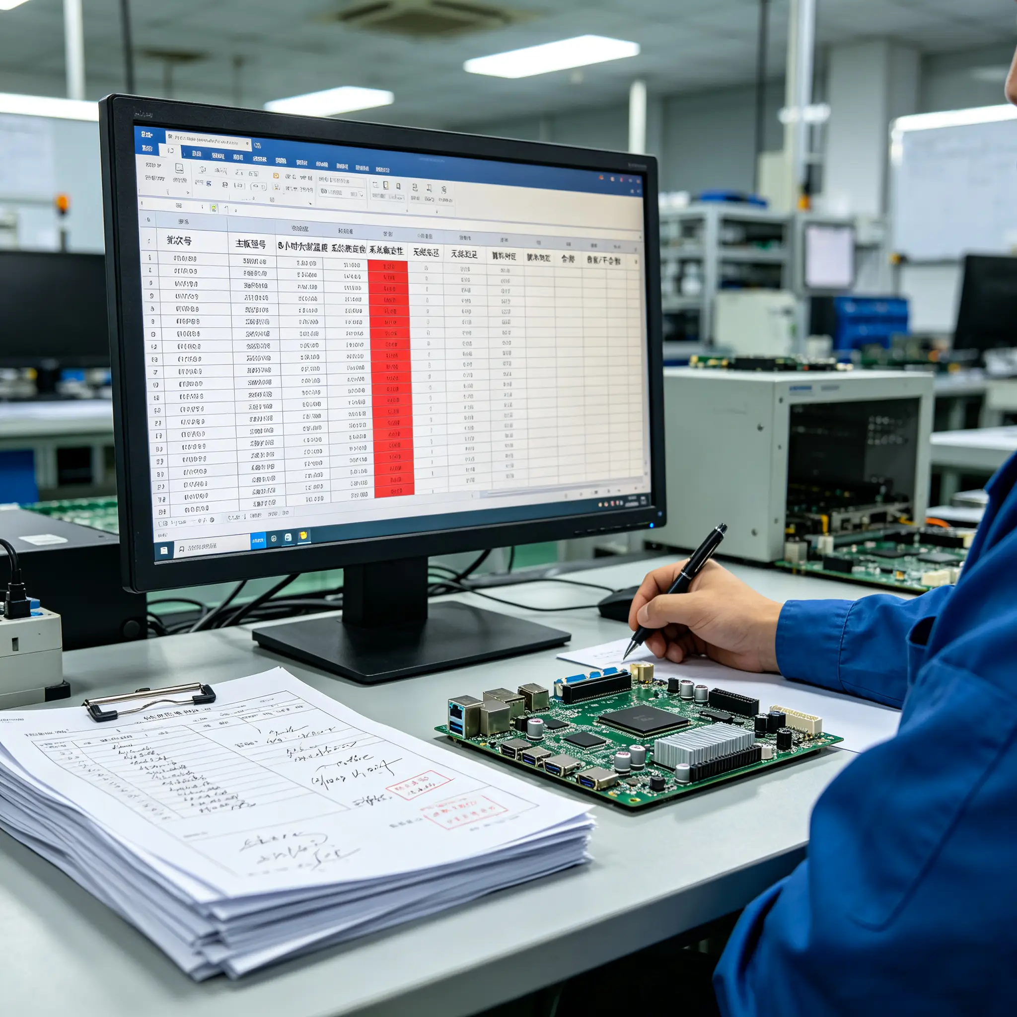 Batch testing data log for interactive whiteboard motherboard quality control